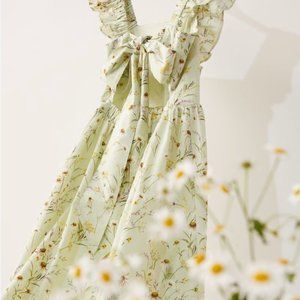 Cute Floral Light-green Dress